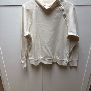 J. Crew Wide Button Collar Pullover Sweatshirt Fleece Beige Size Large Women’s